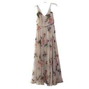 Jenny Yoo Floral Chiffon Dress Womens Size 4 Wedding Formal Bridesmaid Party